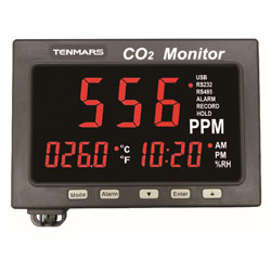 デジタル二酸化炭素計(データロガー付き、高輝度大型表示) TM-187A
